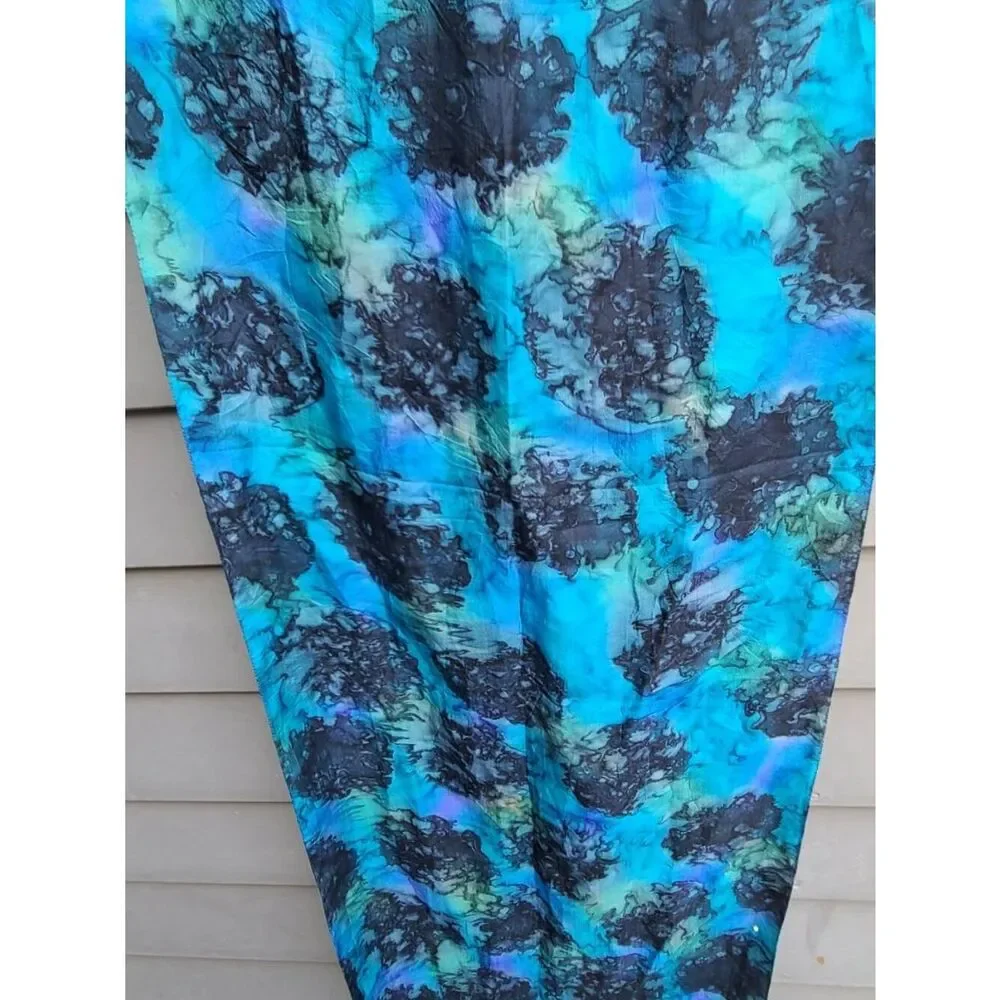 Blue Silk Batik Long Scarf